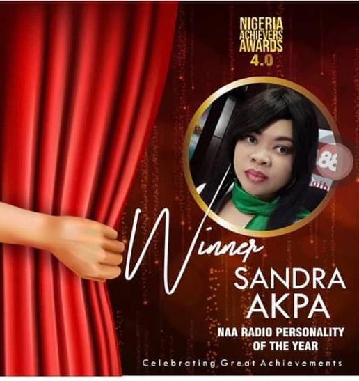 ABS On-Air-Personality Sandra Akpa (Blondie) Wins 2018 NAA Radio Personality Of The Year Award