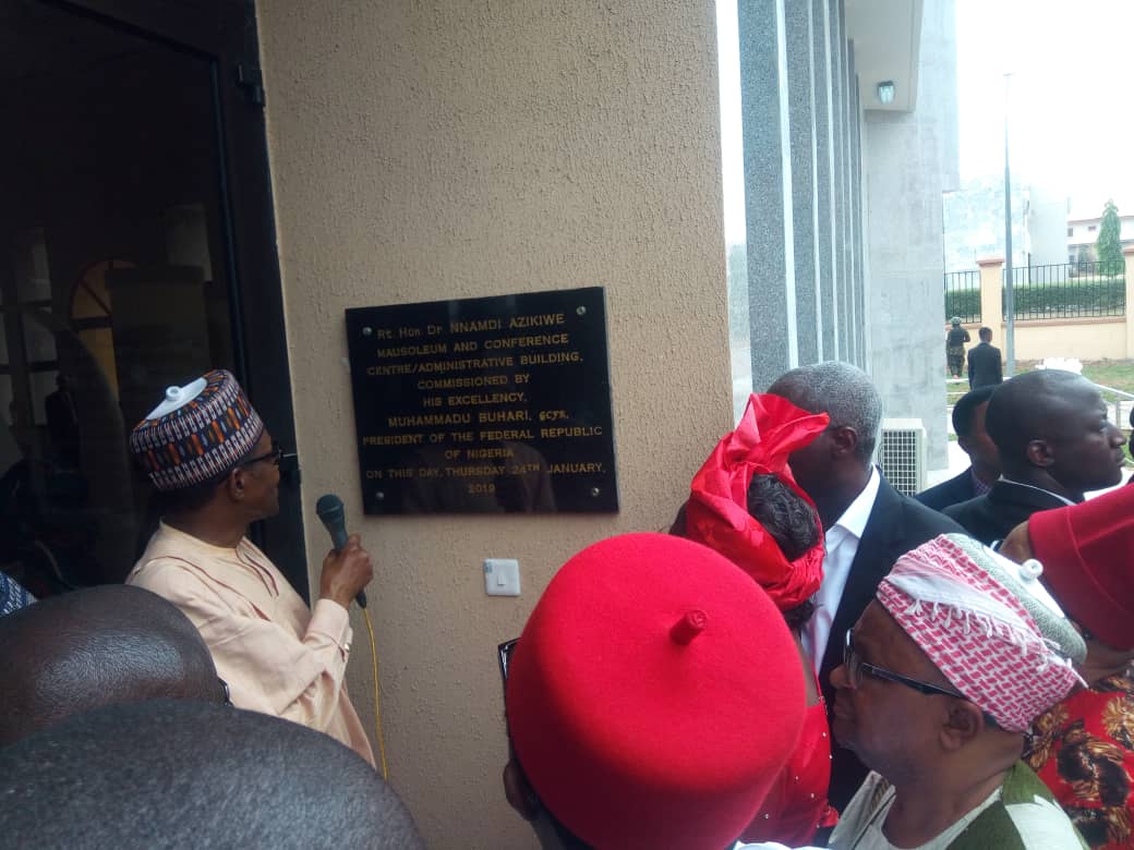 Buhari Inaugurates Zik’s Mausoleum In Onitsha,  Lauds Legacies Of Late Statesman