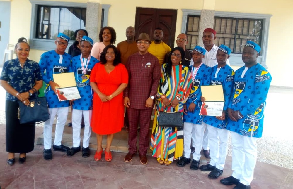 I-FEST: Obiano Receives Bronze Winning Students Of St. John’s Special Science And Technical College Alor