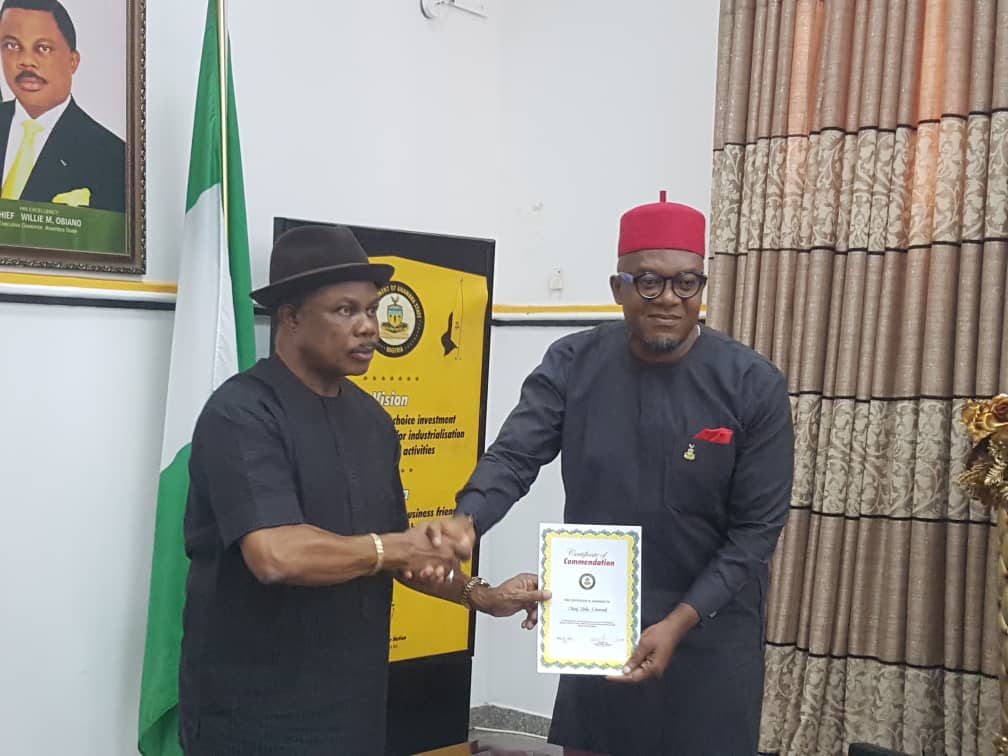 ABS MD/CEO Nworah Receives Commendation Certificate From Obiano