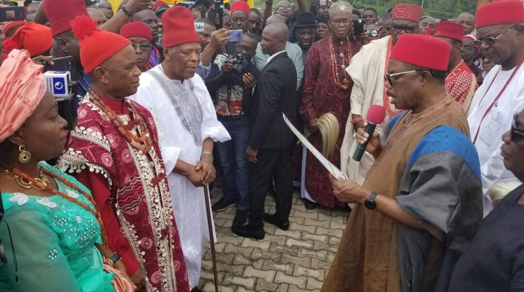 Obiano Presents Certificate Of Recognition To Igwe- Elect Of Ihiala, Igwe Thomas Obidiegwu