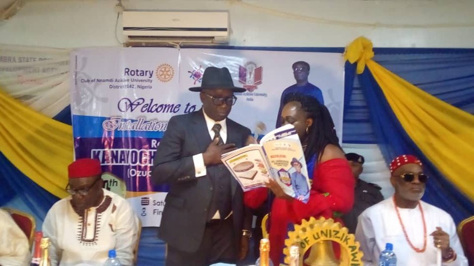 Rotary Club Of Unizik Awka Installs Rotarian Obidigbo As New President As Former President, Mrs Obi Hands Over