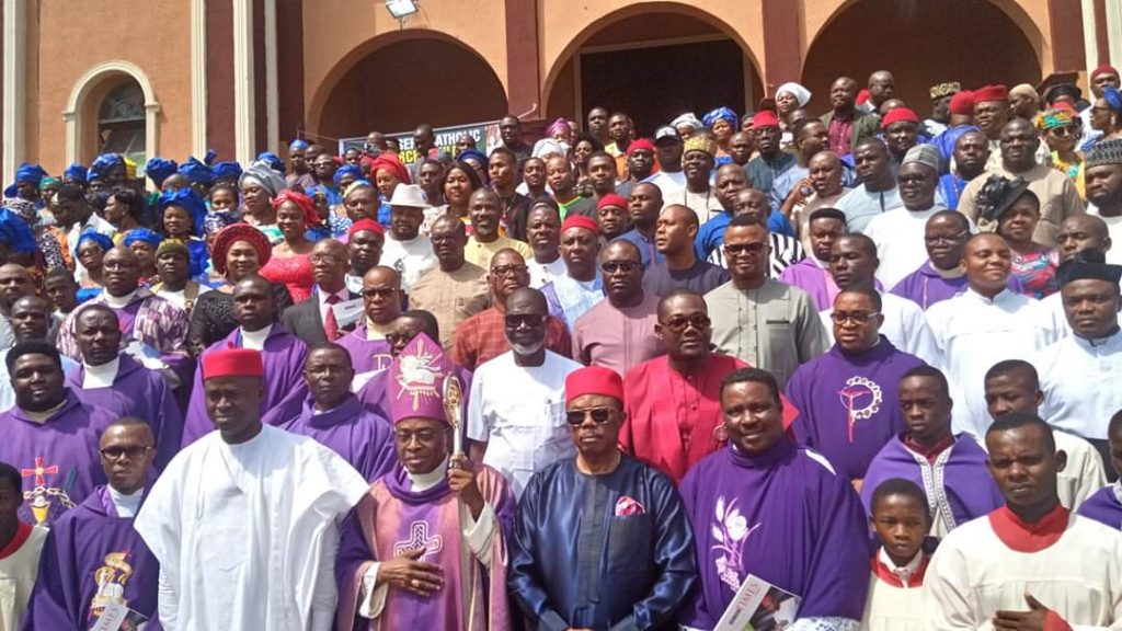 Anambra Federal Lawmaker  Obidigwe Goes To Thanksgiving Mass At Aguleri