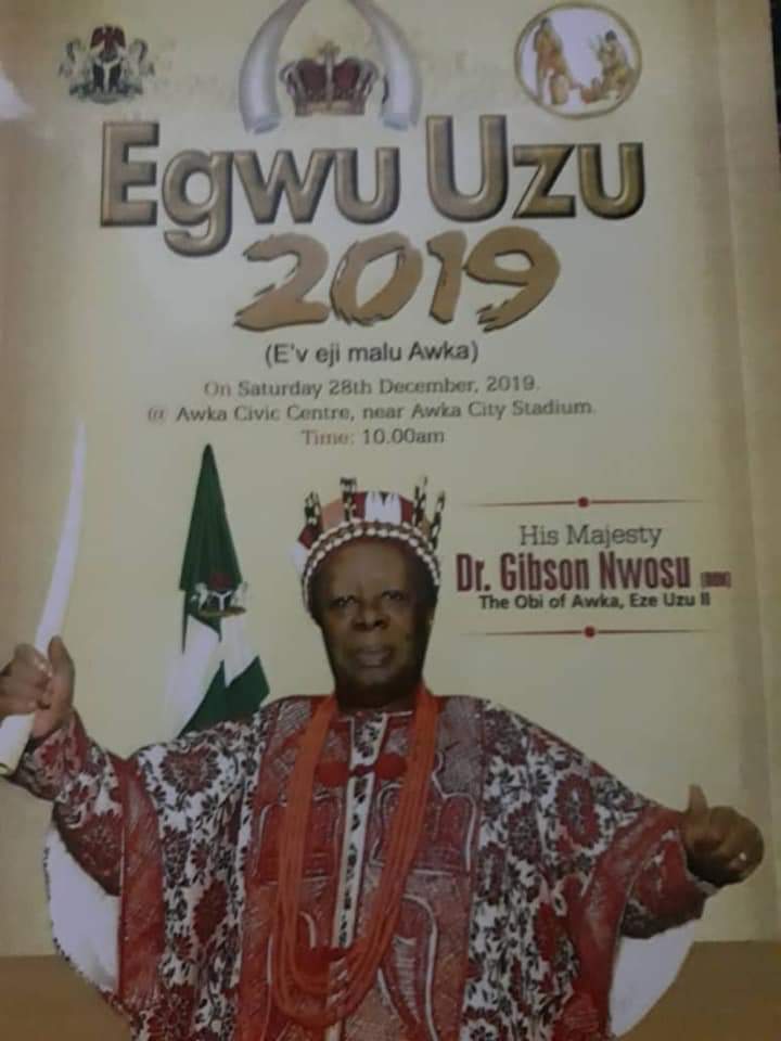 ANSG Backs Eze Uzu As The Only Recognised Traditional Ruler Of Awka