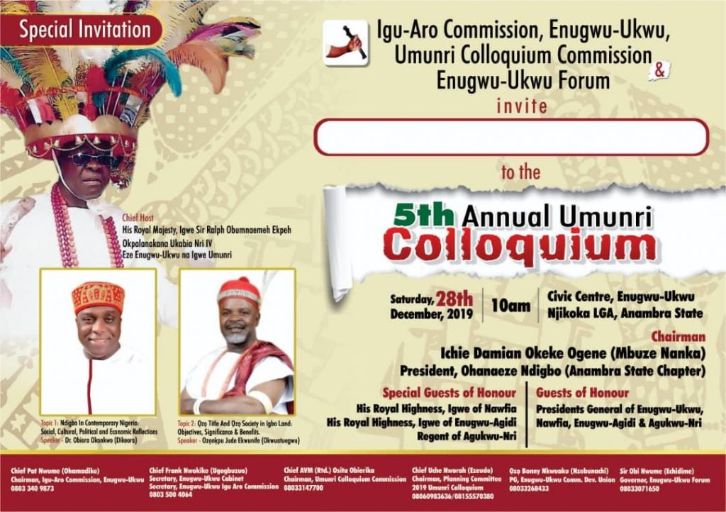 2019 Umunri Colloquium Holds Saturday, 28th December 2019.