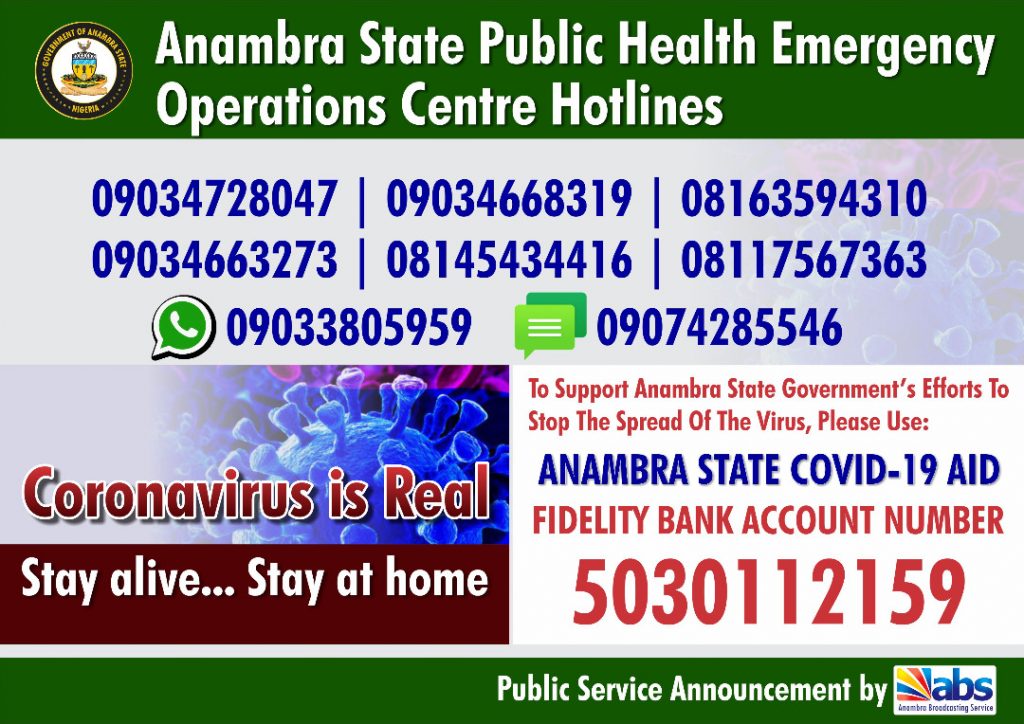 Anambra Broadcasting Service (ABS) Coronavirus Update for Thursday, 9th April, 2020