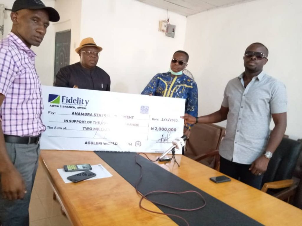 Aguleri World Forum Donates Two Million Naira To Anambra State Government To Support The Fight Against Covid-19