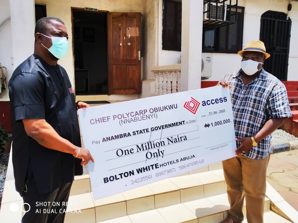 CEO Bolton White Hotels Abuja, Obiukwu Donates N1M To Anambra COVID – 19 Fund