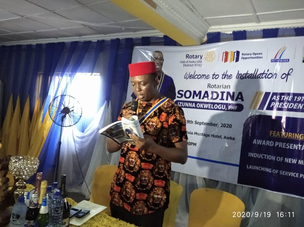 Somadina Okwelogu Installed 19th President , Rotary Club Of Awka GRA