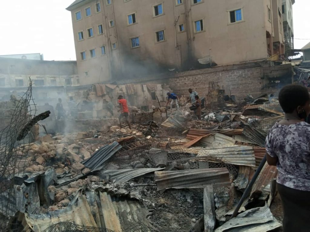 Traders Count Loses As Fire  Razes  Goods At Amobi Street, Ochanja Market Onitsha 