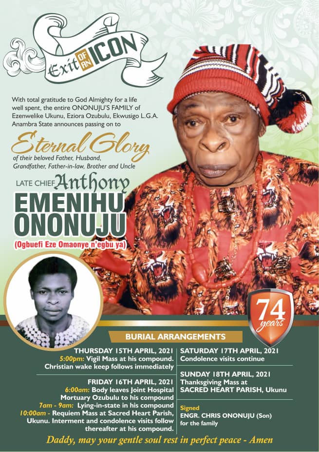 Commentary – Biography Of Anthony Emenihu Ononuju