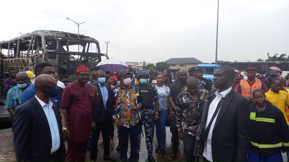 Obiano Sympathises With Owner Of Ifeanyichukwu Motors Over Loss Of Vehicles To Tanker Fire At Ogidi, Idemili North Council Area