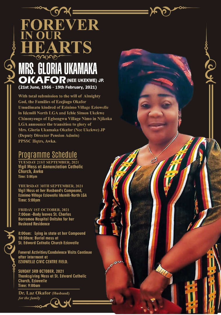 Commentary: Footprints of Mrs Gloria Ukamaka Okafor, Lady With Heart of Gold