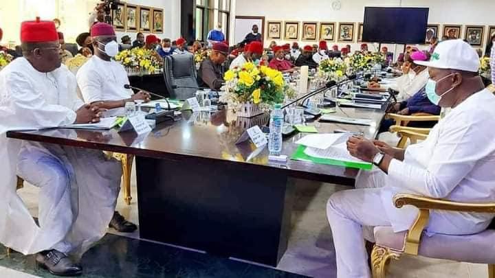 COMMUNIQUE ARISING FROM THE MEETING OF SOUTH EAST GOVERNORS, SOUTH EAST LEADERS, TRADITIONAL RULERS, NATIONAL ASSEMBLY LEADERS, AND THE CLERGY HELD ON TUESDAY, 5TH OCTOBER, 2021 AT THE COUNCIL CHAMBERS, LION BUILDING, GOVERNMENT HOUSE, ENUGU