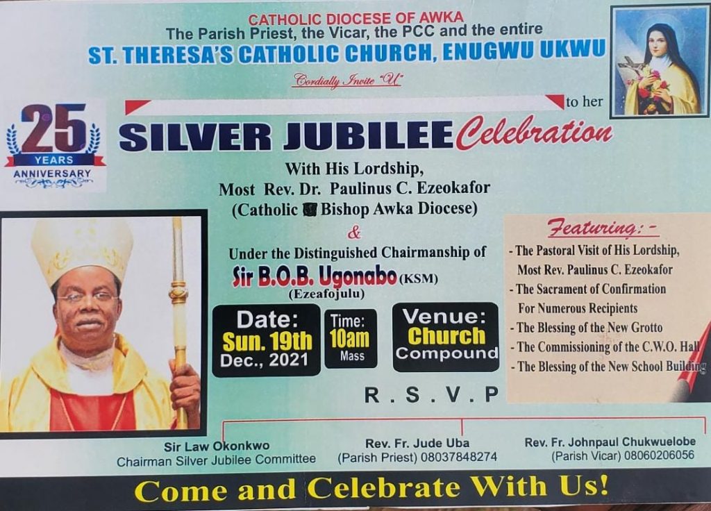 Commentary: Silver Jubilee Of Saint Theresa’s Parish, Enugwu-Ukwu