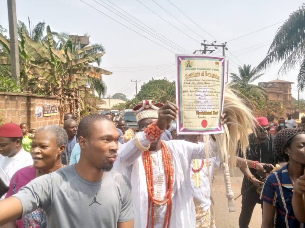 Abacha Community Idemili North Council Area Celebrates  Igwe Odiegwu After Recognition By Anambra State Govt