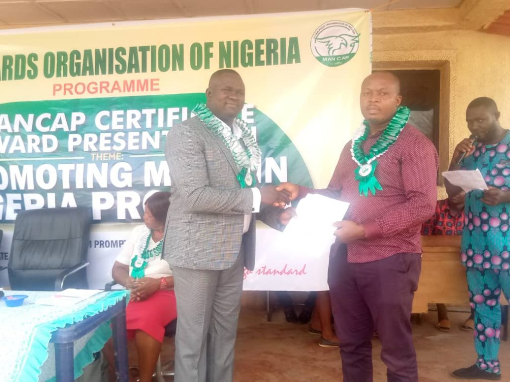 Unity Foam And Chemical Industries Limited Receives MANCAP Certificate From Son In Awka