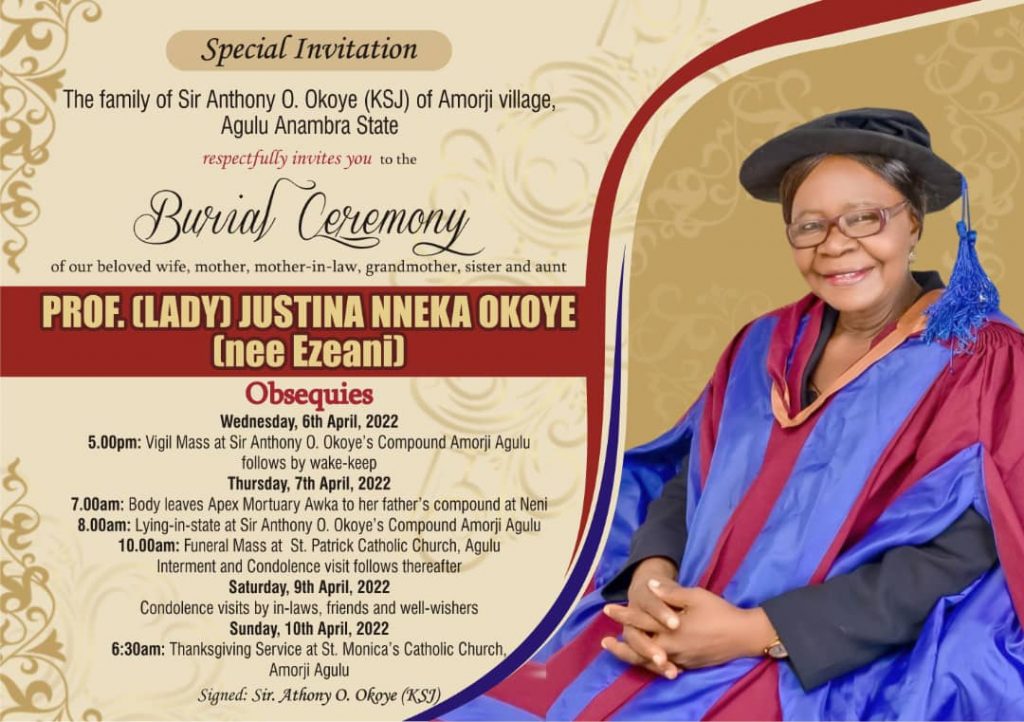 Commentary: As Lady Professor Justina Nneka Okoye Goes Home