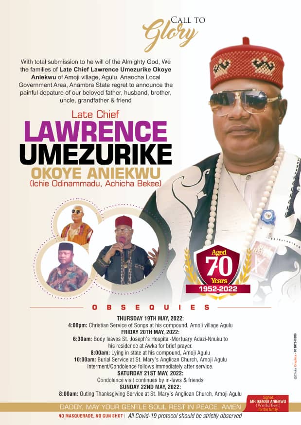 BIOGRAPHY OF CHIEF LAWRENCE UMEZURIKE OKOYE ANIEKWU