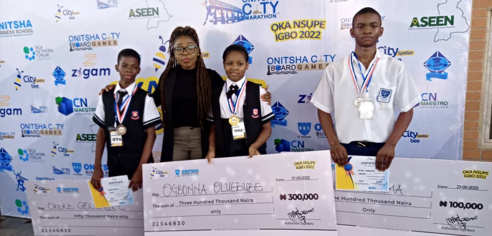 Miss Oluebube Ogbonna Of Divine Rays British School Obosi Wins Maiden Igbo Spelling Bee Contest In Nigeria