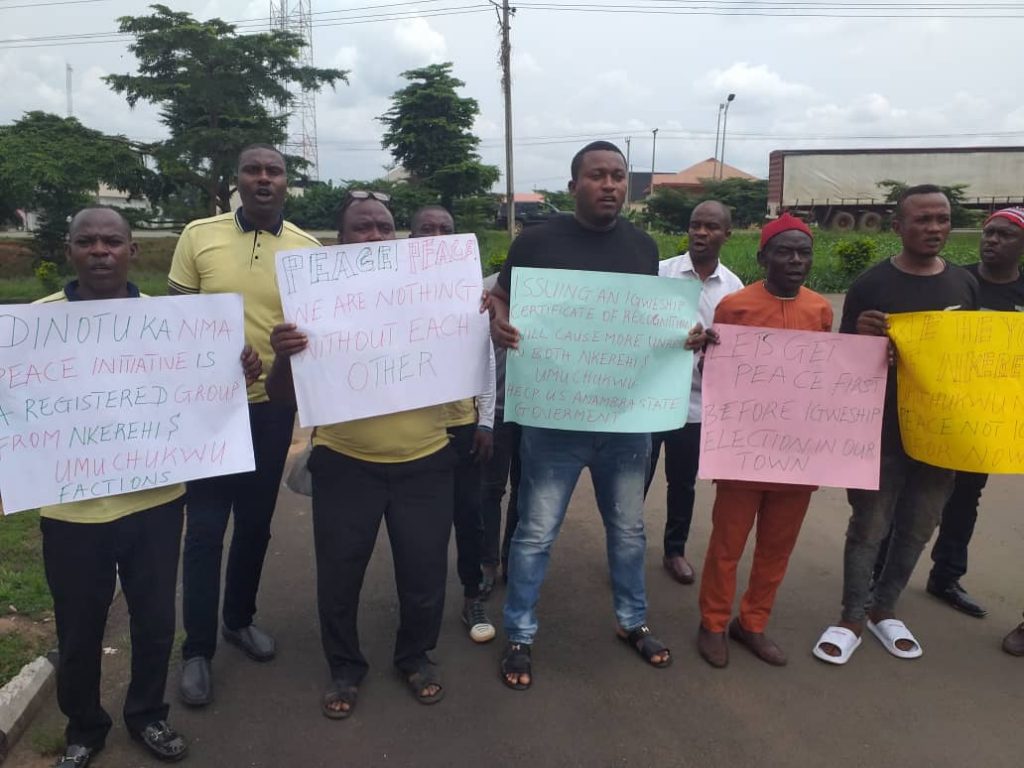 Group Protests In Awka Over Traditional Rulership Tussle At Umuchukwu, Nkerehi