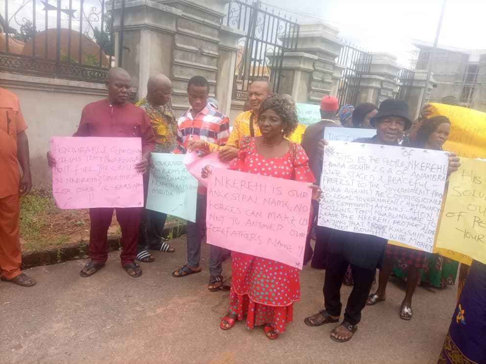 Group From Nkerehi Community Protests  In Awka Over Change Of Name To Umuchukwu