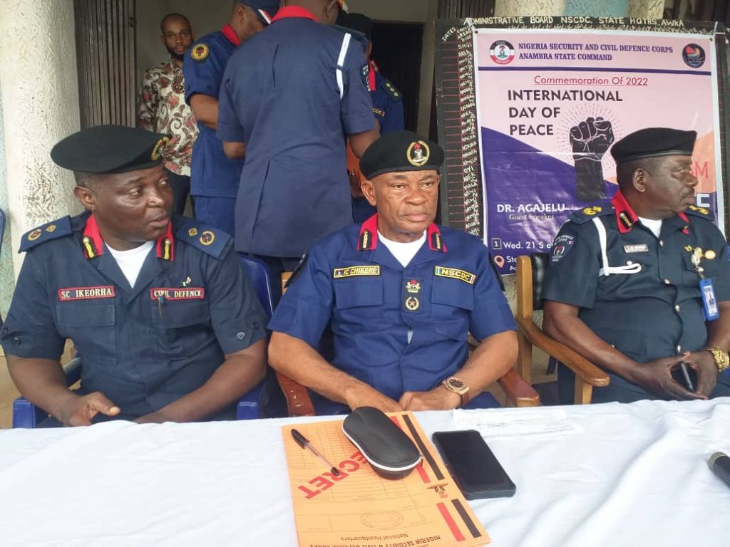 Anambra NSCDC Marks International Peace Day  In Awka, Decorates Newly Promoted Officers