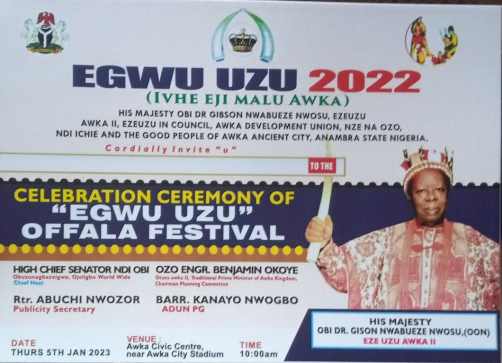 EGWU UZU FESTIVAL: FORE RUNNER OF MODERN TECHNOLOGY IN AWKA