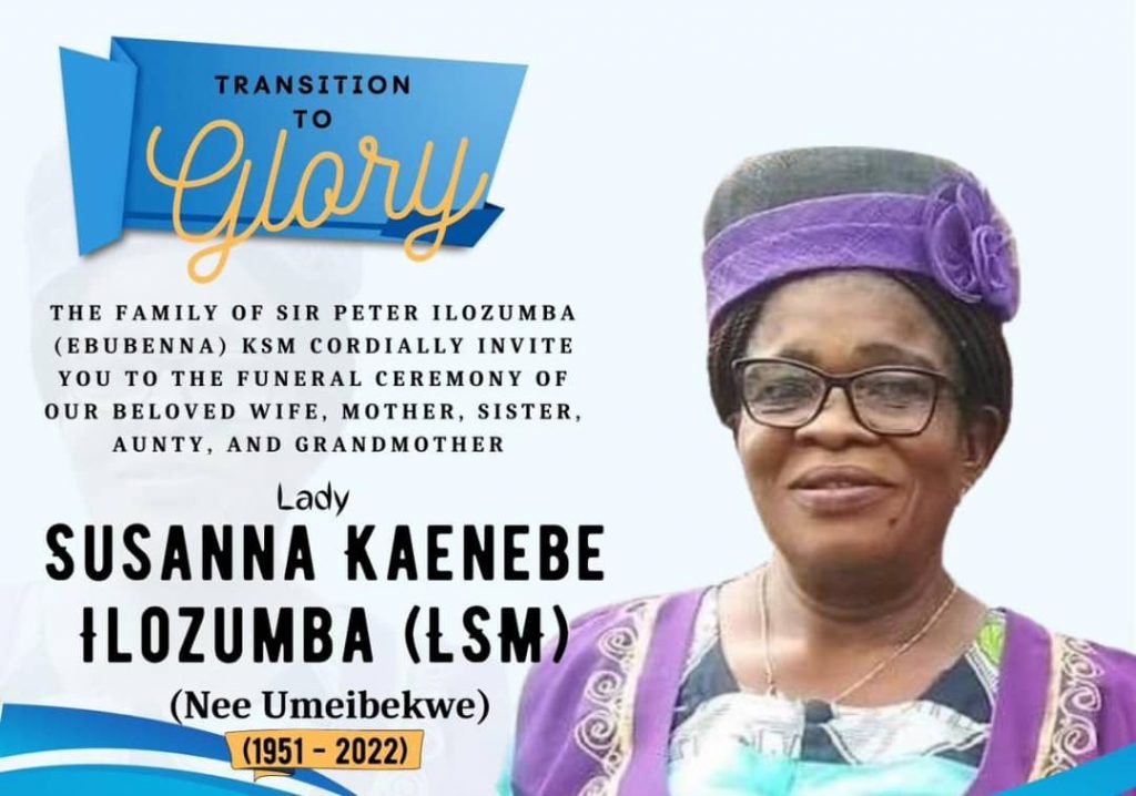 BIOGRAPHY OF LATE LADY SUSAN KAENEBE ILOZUMBA