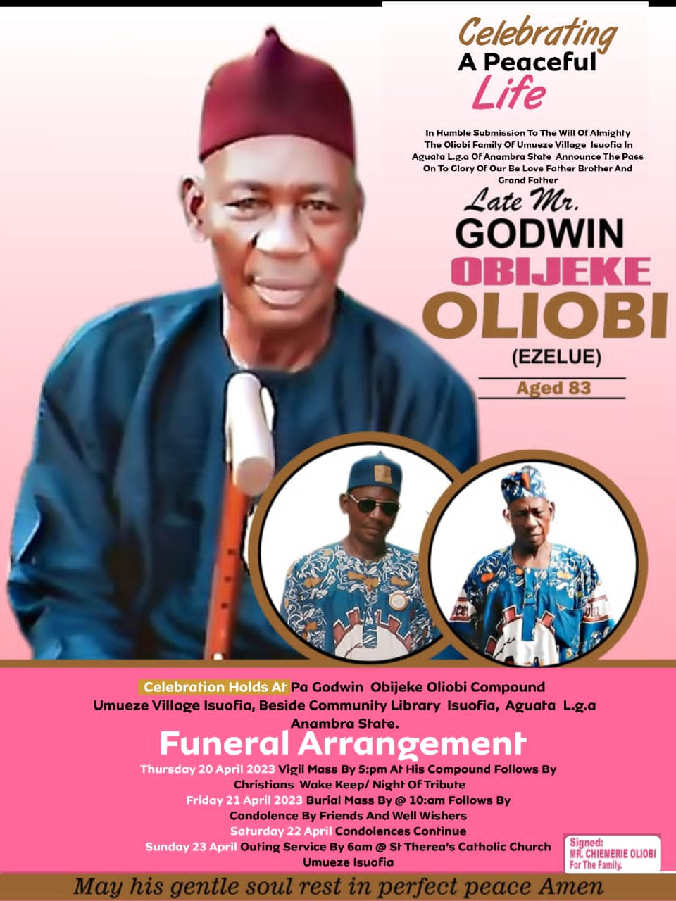 LIFE AND TIMES OF LATE GODWIN OBIJEKE NWAFOR OLIOBI (EZELUE)