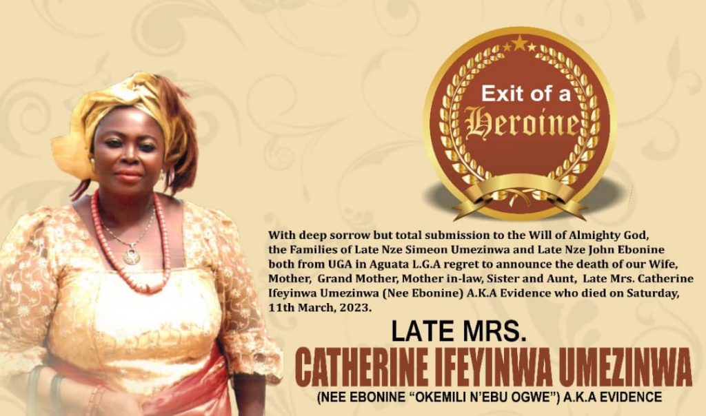 BIOGRAPHY OF LATE MRS CATHERINE IFEYINWA UMEZINWA