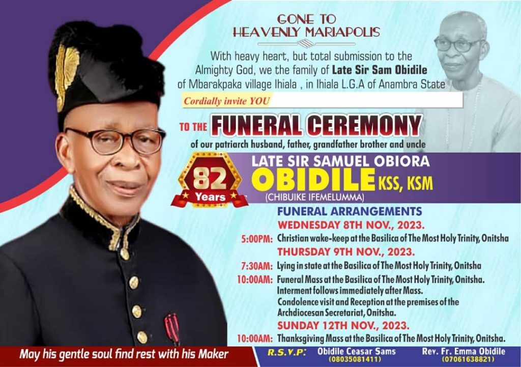 LIFE AND TIMES OF THE LATE SIR SAMUEL OBIORAH OBIDILE