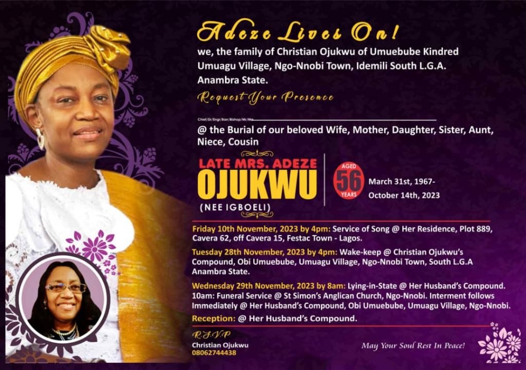 ADAEZE CHINELO OJUKWU LIVES ON