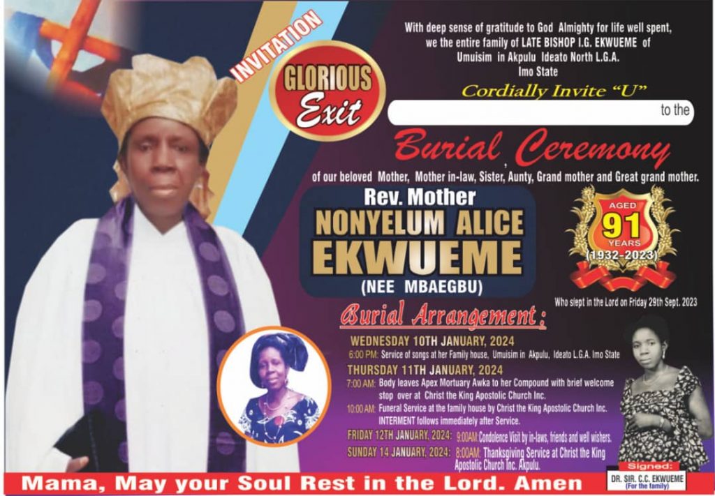 THE LIFE OF A WOMAN OF FAITH, REVEREND MOTHER ALICE NONYELUM EKWUEME