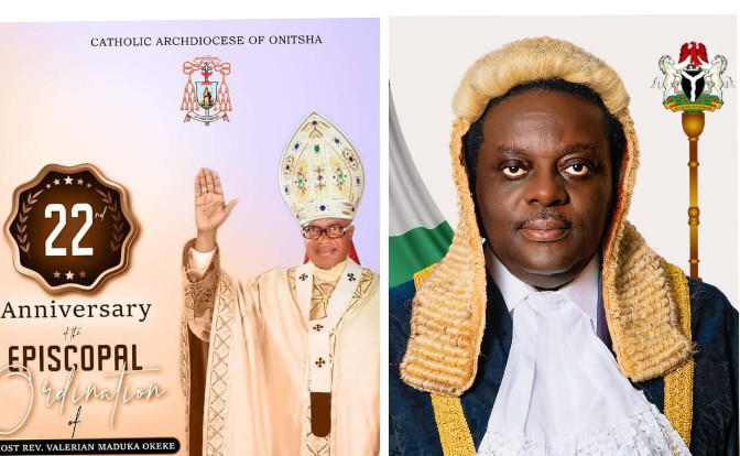 Anambra State Assembly Speaker Felicitates Archbishop Okeke On 22nd Episcopal Ordination Anniversary