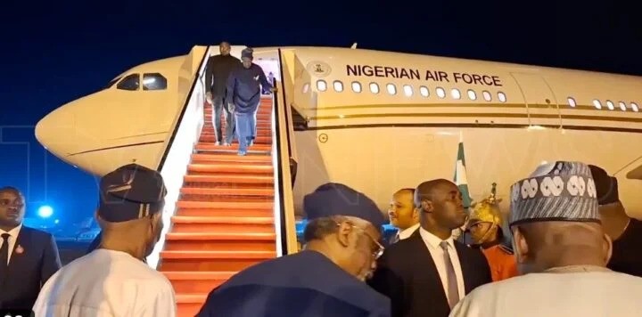 Tinubu Returns To Abuja After Joint Arab-Islamic Summit in Riyadh Saudi Arabia