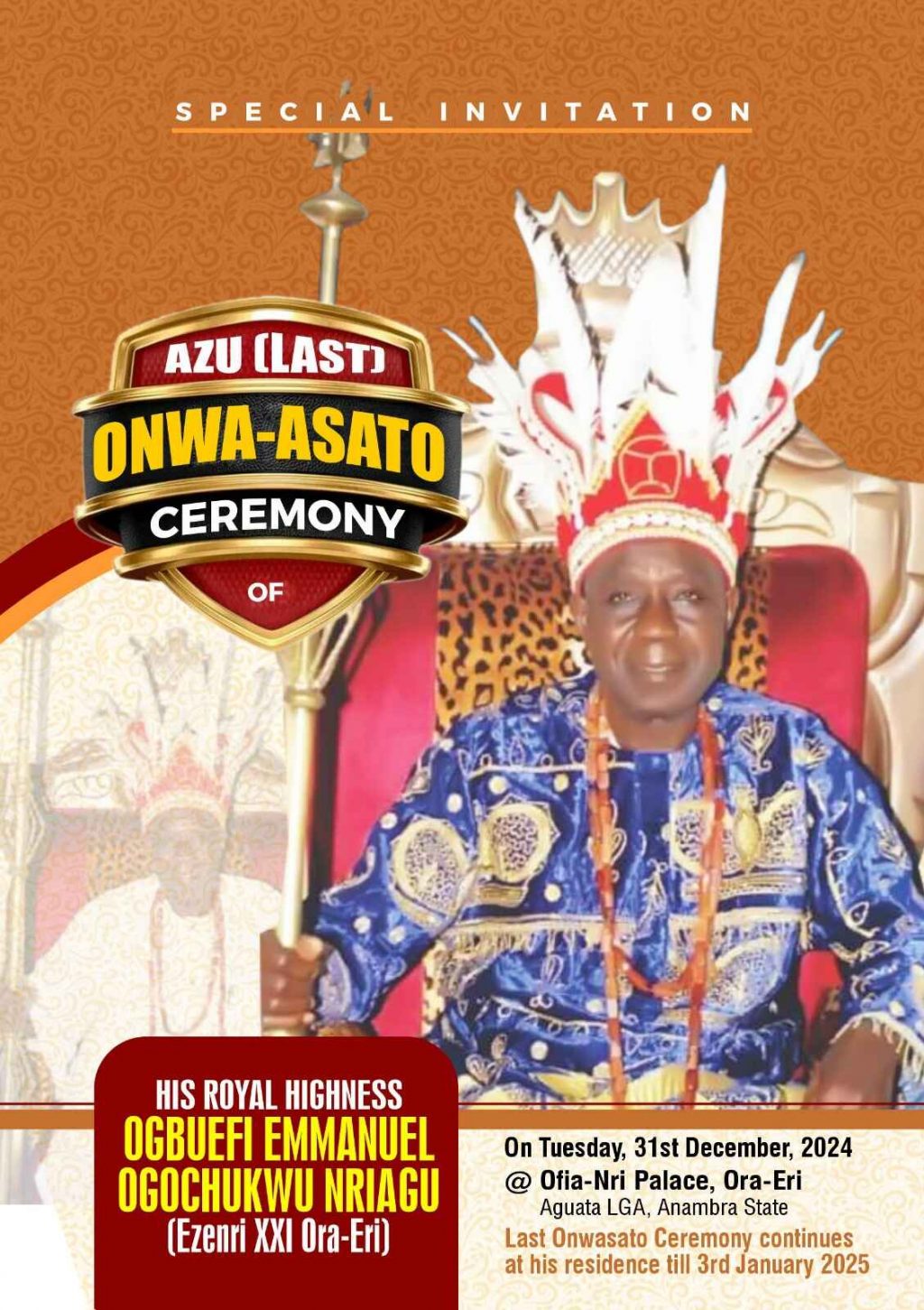 Commentary: The Late Ogbuefi Emmanuel Nriagu Marks Azu Onwa Asato At Oraeri