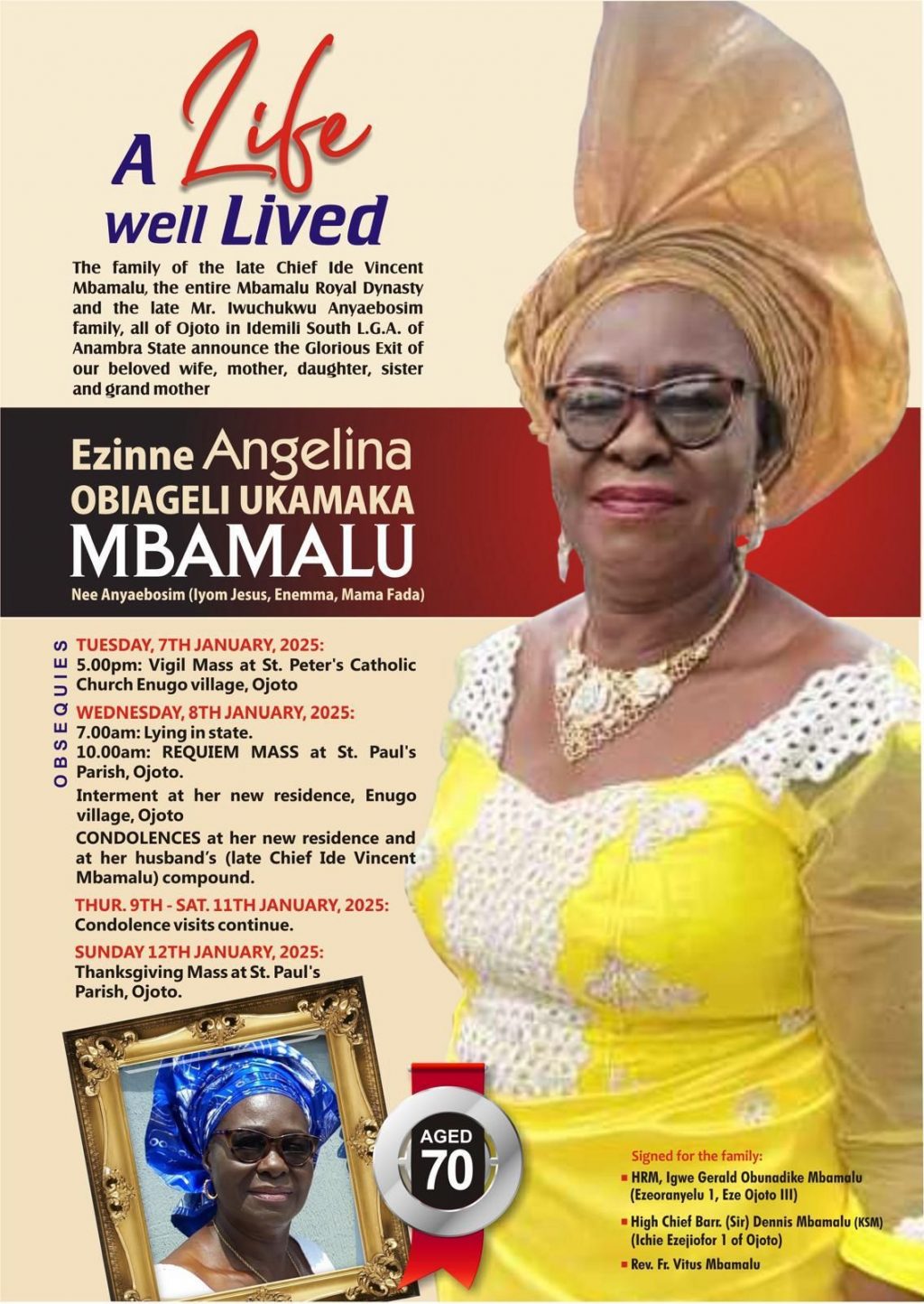 Commentary: Life And Times Of Late Mrs Angelina Mbamalu